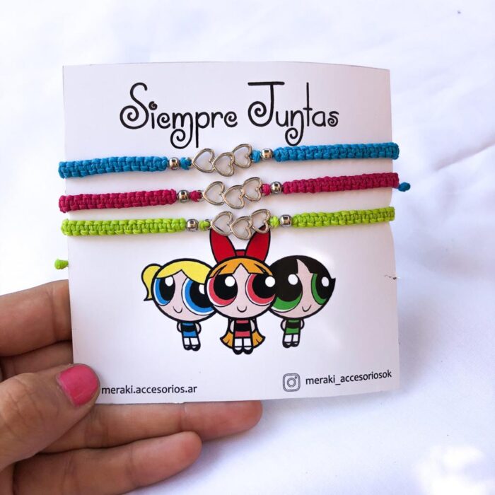 PULSERA CHICAS SUPERPODEROSAS 3 CORAZONES