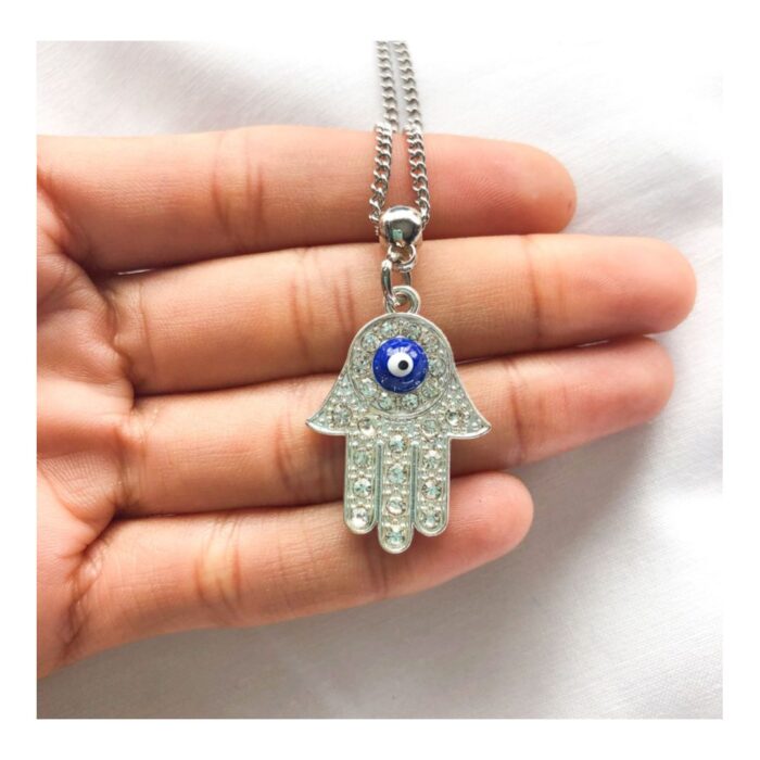 COLLAR MANO HAMSA CON OJO TURCO BRILLO