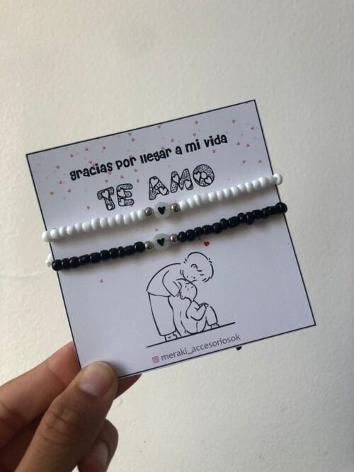 PULSERA GRACIAS/TE AMO BLANCO Y NEGRO