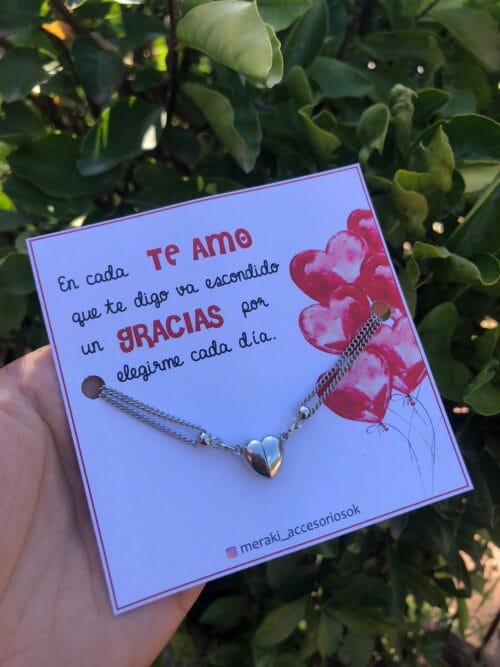 COLLAR IMAN DE CORAZÓN TE AMO/GRACIAS
