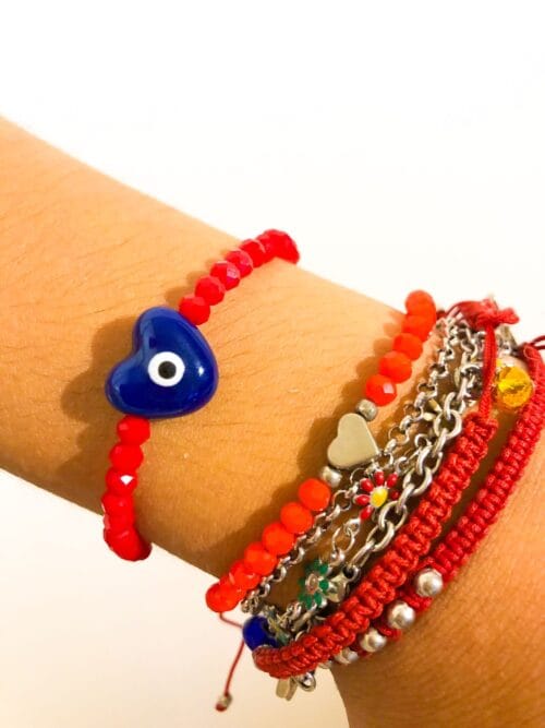 PULSERA OJO TURCO DE CORAZON DE CERAMICA